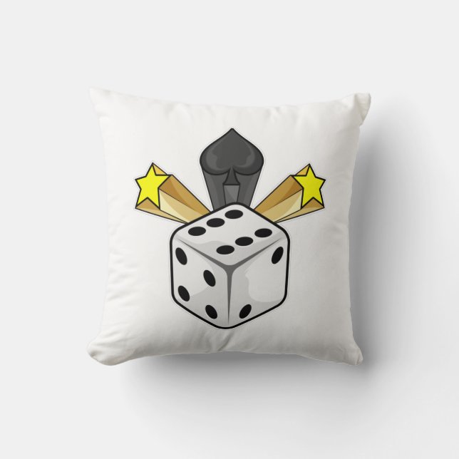 Dice at Poker with Spades & Stars Cushion (Front)