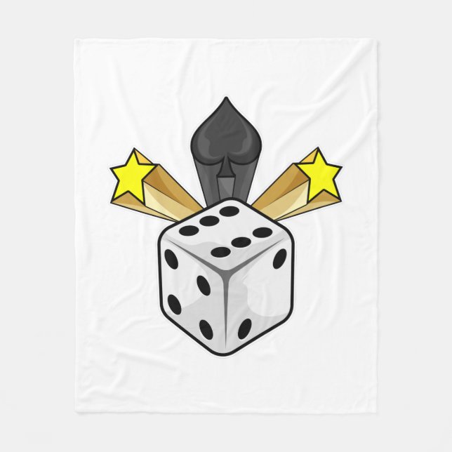Dice at Poker with Spades & Stars Fleece Blanket (Front)
