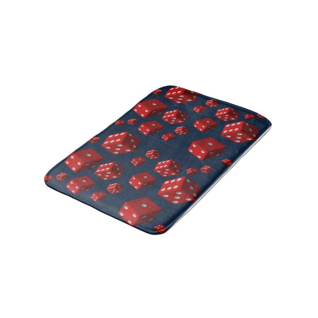 Dice blue shower mat bathroom (Angled)