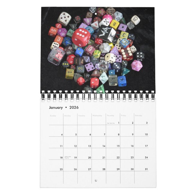Dice Calendar (Jan 2026)