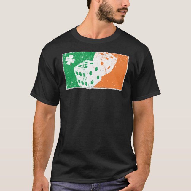Dice Game St Patrick's Day Irish Flag C Distressed T-Shirt (Front)