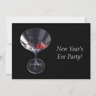Dice Glass Party Time New Year's Eve Invitation