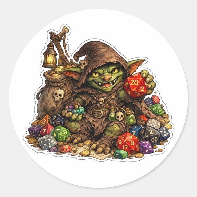 Dice Hoarding Goblin RPG Sticker (Front)