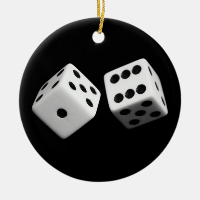 Dice in air on ornament (Front)