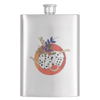 Dice in Parallel Universe Hip Flask