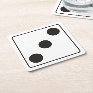 DICE numbers of pips 3 + your backgr. Square Paper Coaster