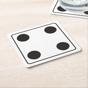 DICE numbers of pips 4 + your backgr. Square Paper Coaster