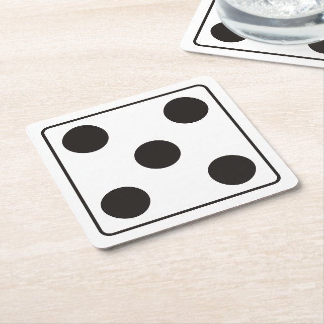 DICE numbers of pips 5 + your backgr. Square Paper Coaster (Angled)