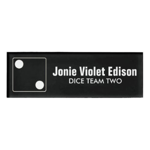 DICE numbers of pips white 2 + your backgr. & idea Name Tag