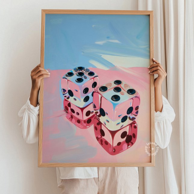 Dice Painting Wall Print – Vibrant Blue Pink Art (Creator Uploaded)