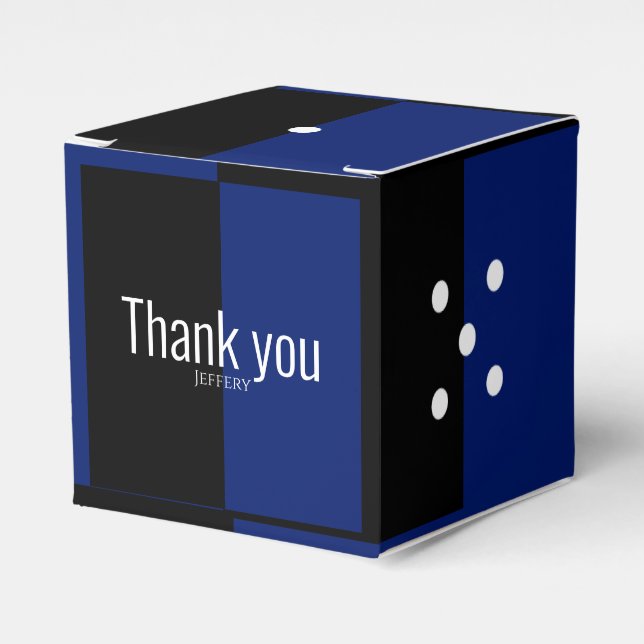 Dice polka dots dice pattern blue & black  favour box (Front Side)