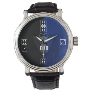 Dice polka dots dice pattern blue/black watch