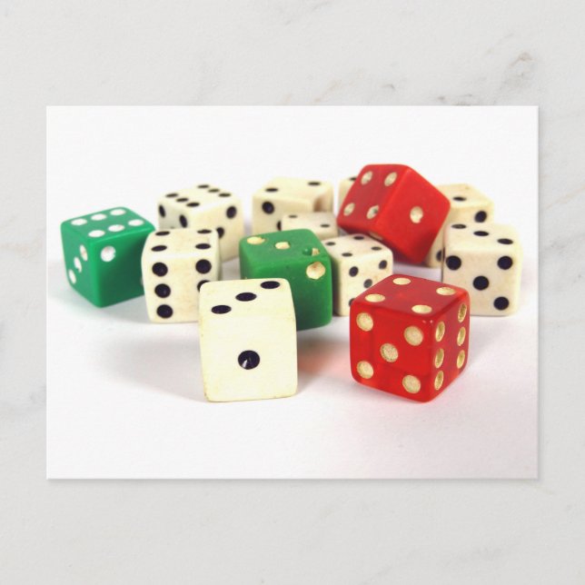 DICE - RED, WHITE and GREEN Postcard (Front)