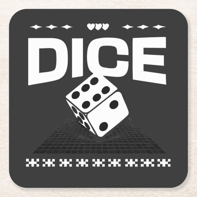 Dice Square Paper Coaster (Front)
