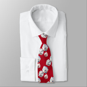 Dice With Colourful Dots On Red Tie