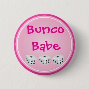 dice with pink circle customisable 6 cm round badge
