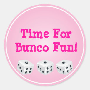 dice with pink circle customisable classic round sticker