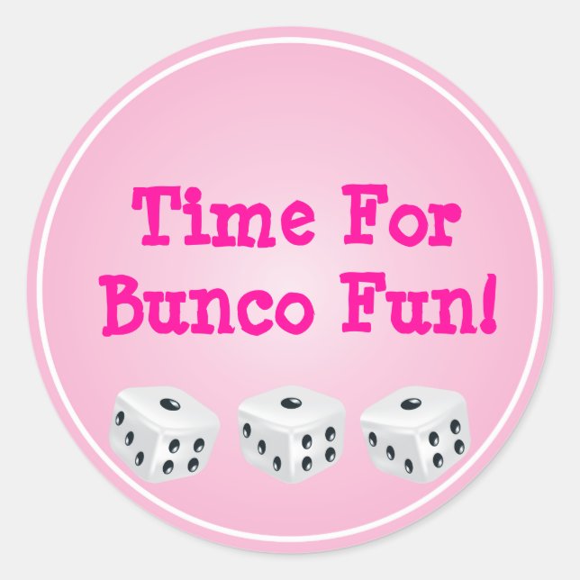 dice with pink circle customisable classic round sticker (Front)