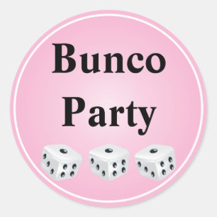 dice with pink circle customisable classic round sticker