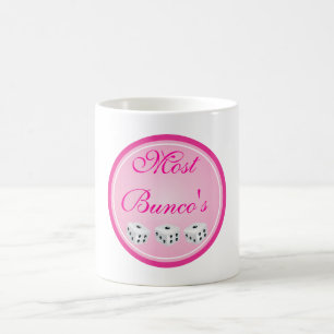 dice with pink circle customisable coffee mug