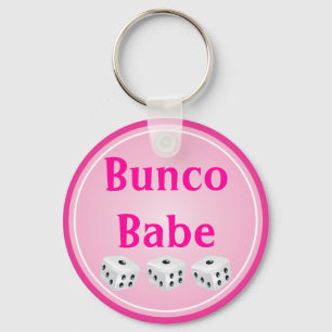 dice with pink circle customisable key ring