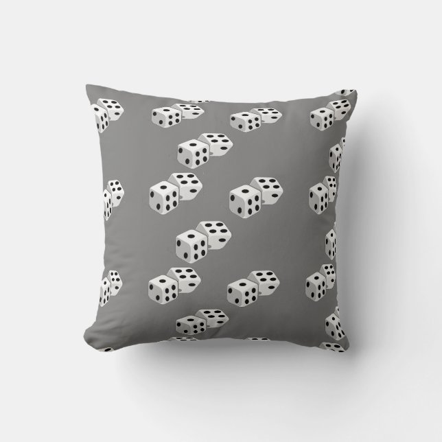 Dices on grey pattern cushion (Front)