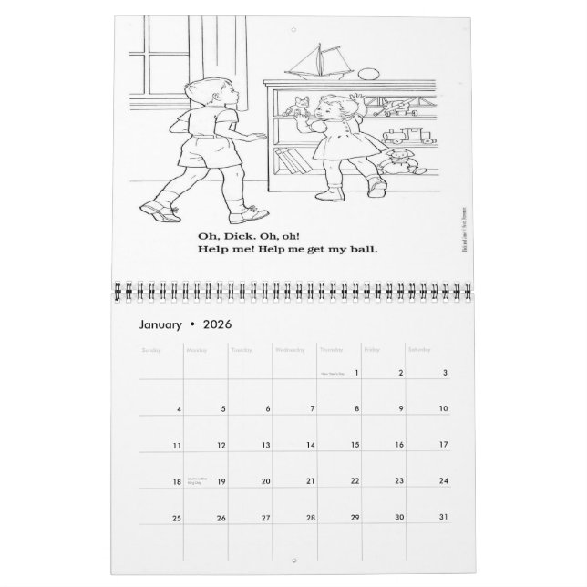 Dick and Jane Colour Calendar (Jan 2026)