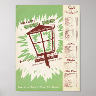 Dick & Eddie's Menu Poster