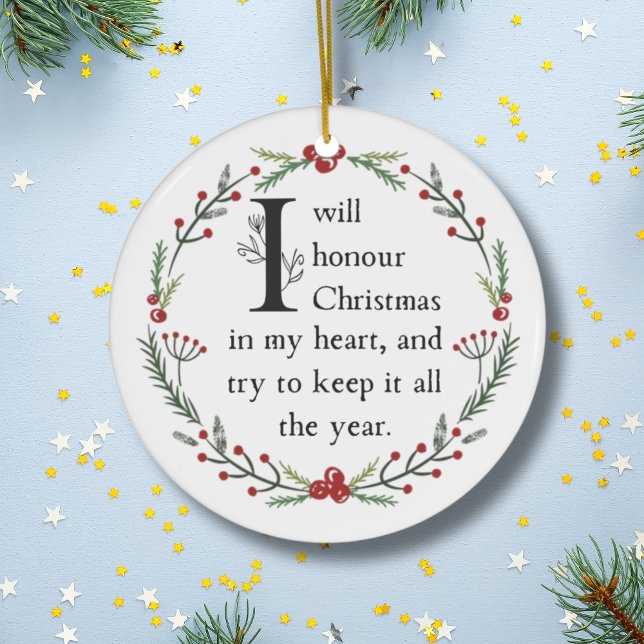 Dickens A Christmas Carol Scrooge Personalised Ceramic Ornament (This Dickens Christmas ornament, in Victorian style, makes a beautiful family keepsake.)