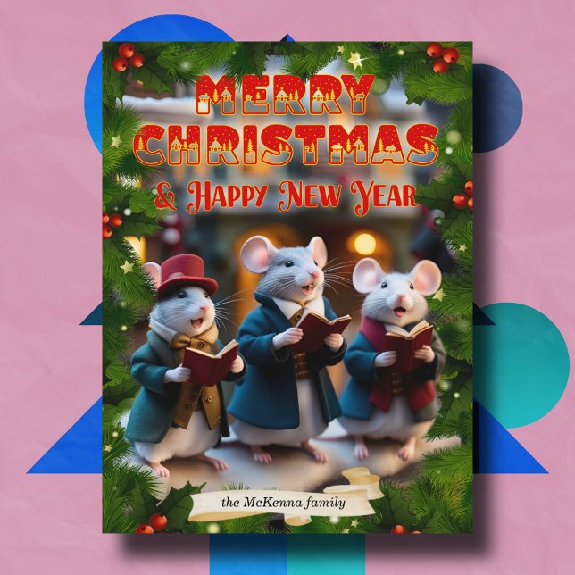 Dickens Christmas Carol Cute Mice Christian  Holiday Card (Creator Uploaded)