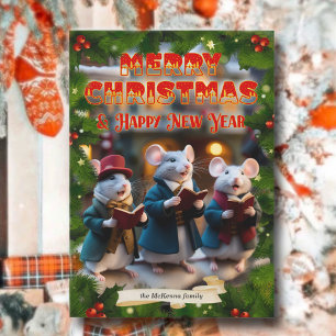 Dickens Christmas Carol Singing Mice Christian  Holiday Card