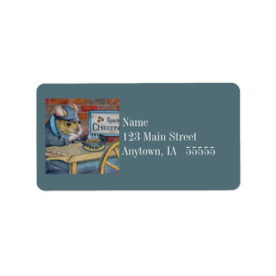 Dickens Christmas Mouse Roasting Chestnuts Art Label