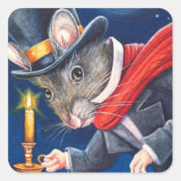 Dickens Christmas Scrooge Mouse Watercolor Art
