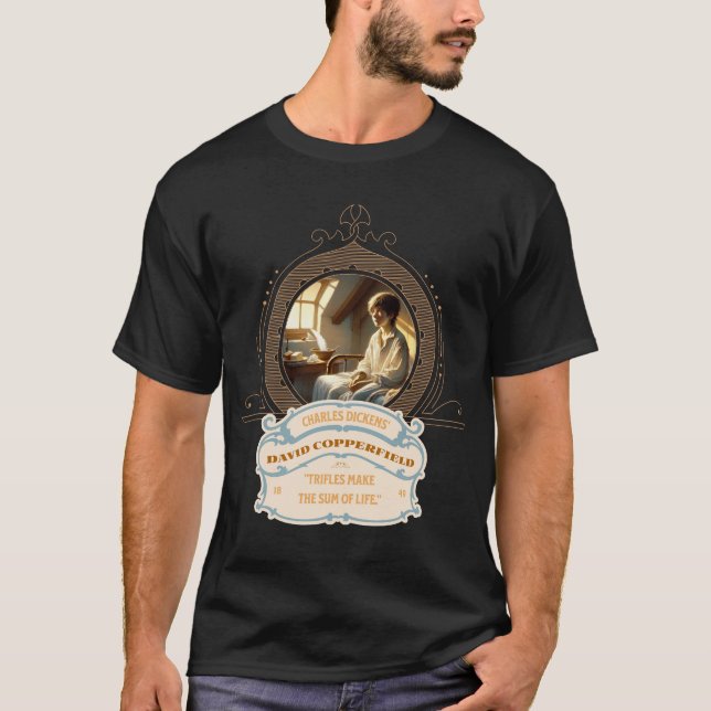 Dickens' Copperfield Quote Gold Blue Tee (Front)
