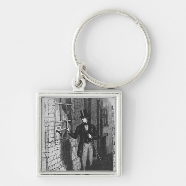 Dickens placing his first literary key ring (Front)