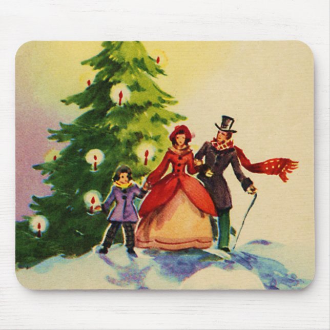 Dickens style Christmas illustration Mouse Pad (Front)