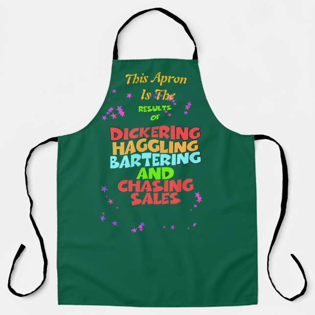 Dickering Haggling Bartering Green Funny Chef Apron (Front)