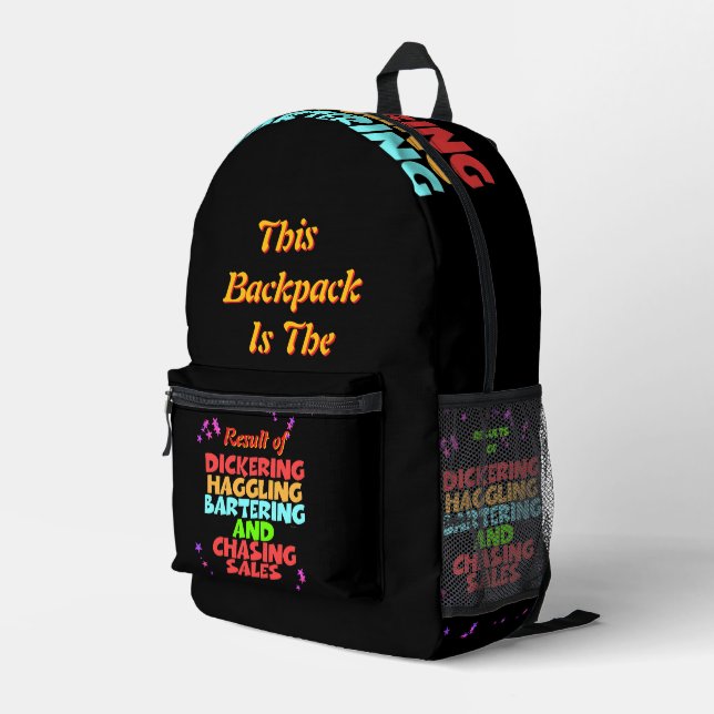 Dickering Haggling Bartering  Printed Backpack (Back Corner Right)