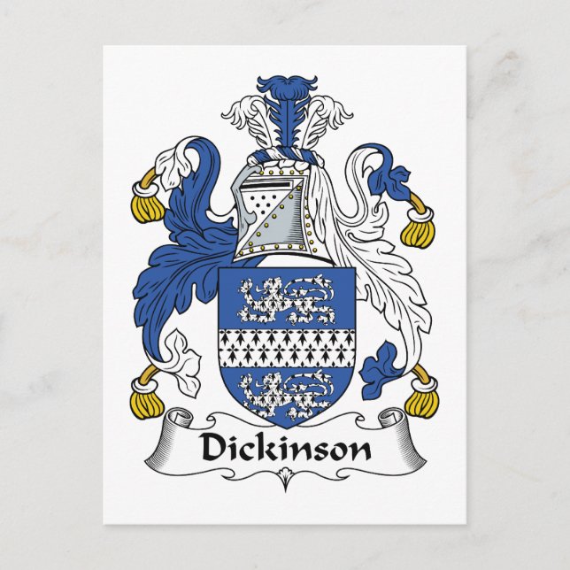Dickinson Family Crest Postcard (Front)