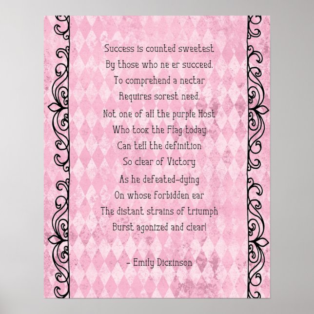 Dickinson's Success  Sweetest Poem Pink Poster (Front)