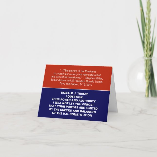 Dictator Anti-Trump Checks and Balances Resist Card (Front)