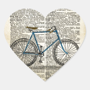 DICTIONARY Art Print Blue Bicycle Bike Vintage Heart Sticker