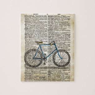 DICTIONARY Art Print Blue Bicycle Bike Vintage Jigsaw Puzzle