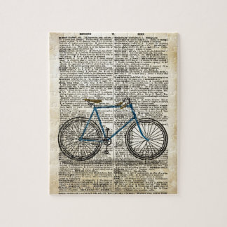 DICTIONARY Art Print Blue Bicycle Bike Vintage Jigsaw Puzzle