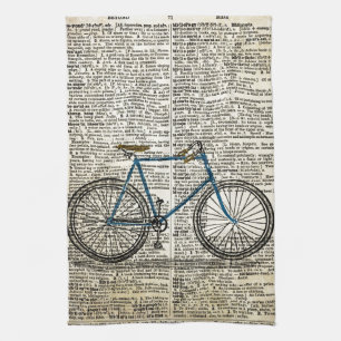 DICTIONARY Art Print Blue Bicycle Bike Vintage Tea Towel