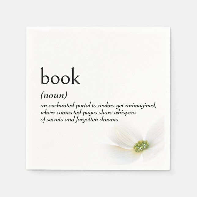 Dictionary Definition For BOOK Napkin (Front)