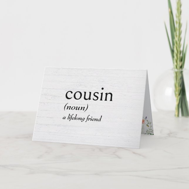 Dictionary Definition For COUSIN Card (Front)