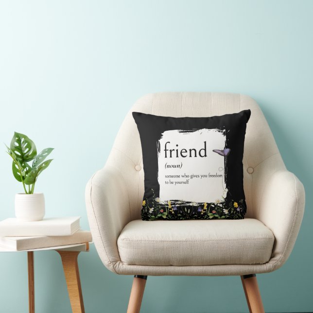 Dictionary Definition For FRIEND With Wildflowers Cushion (Chair)