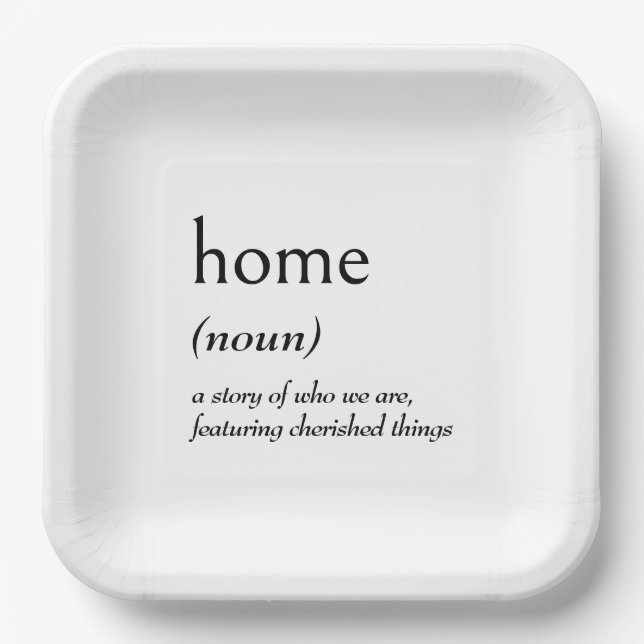 Dictionary Definition for HOME Paper Plate (Front)