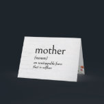 Dictionary Definition For MOTHER Birthday Card<br><div class="desc">Definition of MOTHER in black text on a whitewashed wood background for Mum's birthday.
Inside text can be changed.</div>